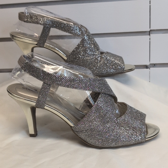 BANDOLINO Malorie Slingback Heels Peep Toe Gold Sparkle Women Size 10 - Picture 2 of 8